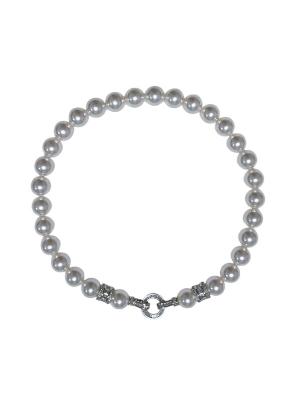 Perfect Round White Pearls from Swarovski Beaded Necklace 12mm 16" - Image 2